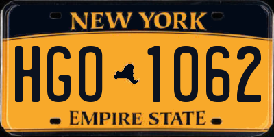 NY license plate HGO1062