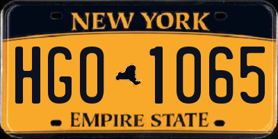 NY license plate HGO1065