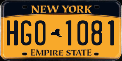 NY license plate HGO1081