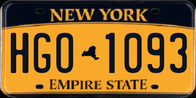 NY license plate HGO1093