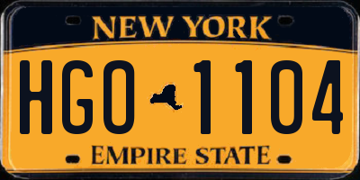 NY license plate HGO1104