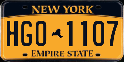 NY license plate HGO1107