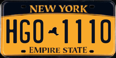 NY license plate HGO1110