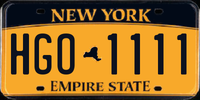 NY license plate HGO1111