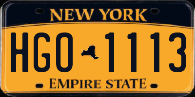 NY license plate HGO1113