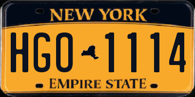 NY license plate HGO1114