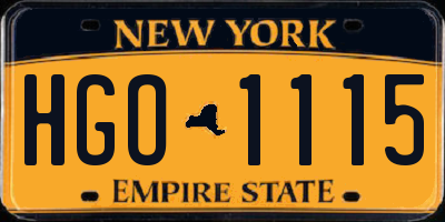 NY license plate HGO1115