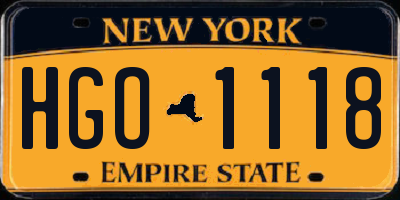 NY license plate HGO1118