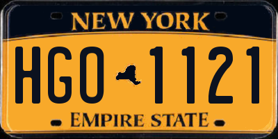 NY license plate HGO1121