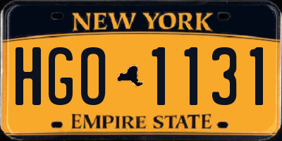 NY license plate HGO1131