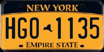 NY license plate HGO1135