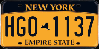 NY license plate HGO1137