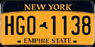 NY license plate HGO1138