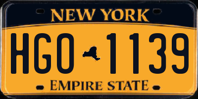 NY license plate HGO1139