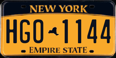 NY license plate HGO1144