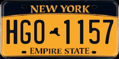 NY license plate HGO1157