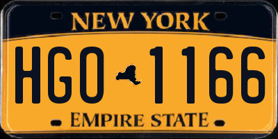 NY license plate HGO1166