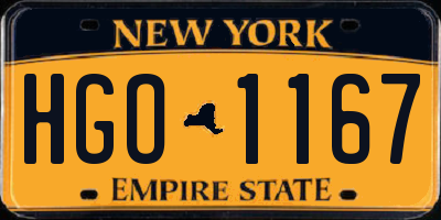 NY license plate HGO1167
