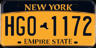 NY license plate HGO1172