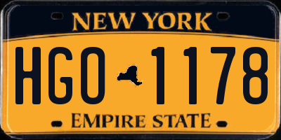 NY license plate HGO1178