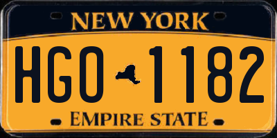 NY license plate HGO1182