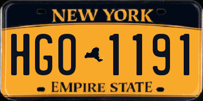 NY license plate HGO1191