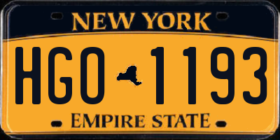 NY license plate HGO1193