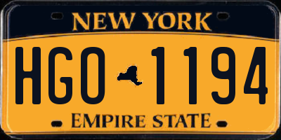 NY license plate HGO1194