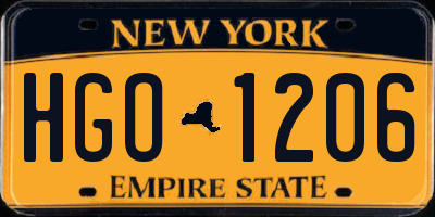 NY license plate HGO1206