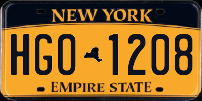 NY license plate HGO1208