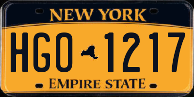 NY license plate HGO1217