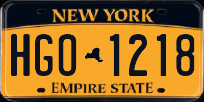 NY license plate HGO1218