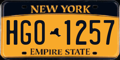 NY license plate HGO1257