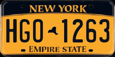 NY license plate HGO1263