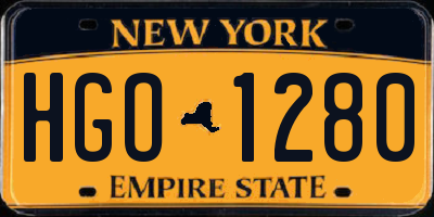 NY license plate HGO1280