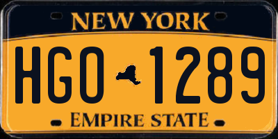 NY license plate HGO1289