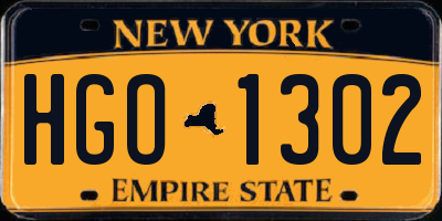 NY license plate HGO1302