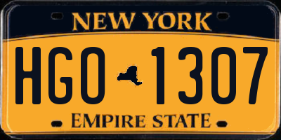NY license plate HGO1307