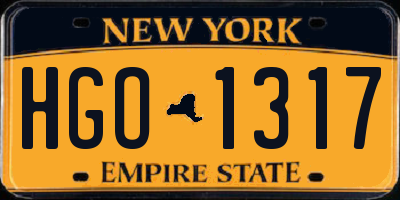 NY license plate HGO1317