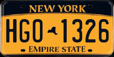 NY license plate HGO1326