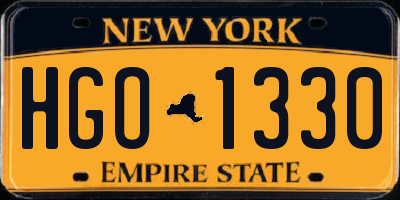 NY license plate HGO1330