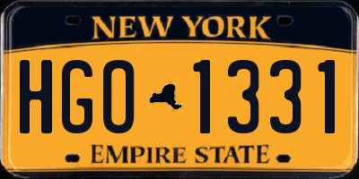 NY license plate HGO1331