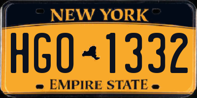 NY license plate HGO1332