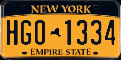 NY license plate HGO1334