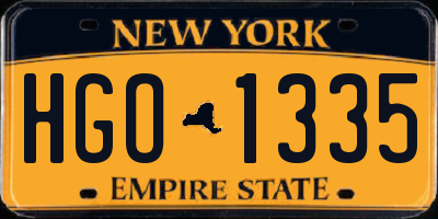 NY license plate HGO1335