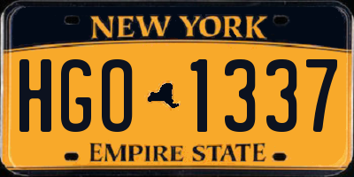 NY license plate HGO1337