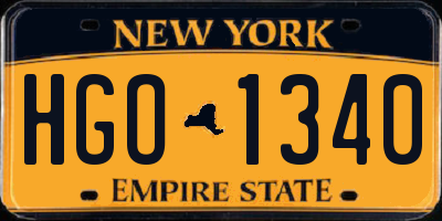 NY license plate HGO1340