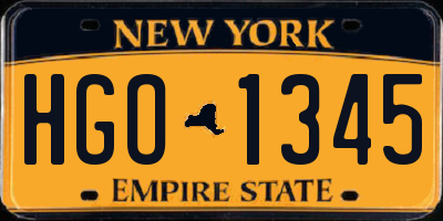 NY license plate HGO1345