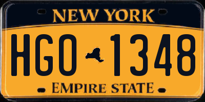 NY license plate HGO1348