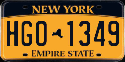 NY license plate HGO1349